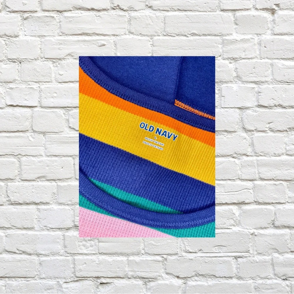 Old Navy Waffle-Knit Rainbow Stripe Top - Picture 2 of 3